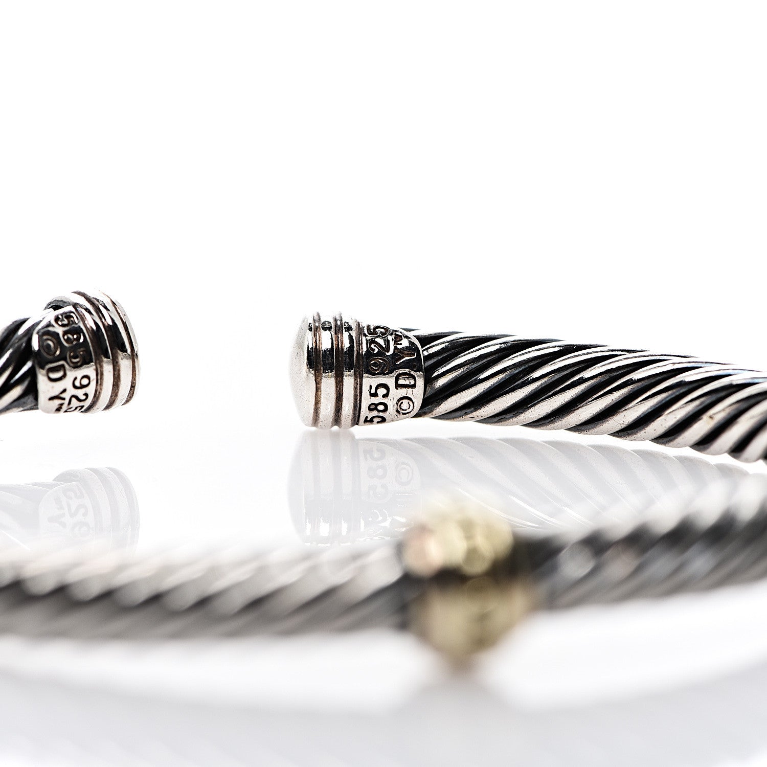 David Yurman Sterling Silver 14K Yellow Gold 5mm Station Cable Bracelet 3 of 3
