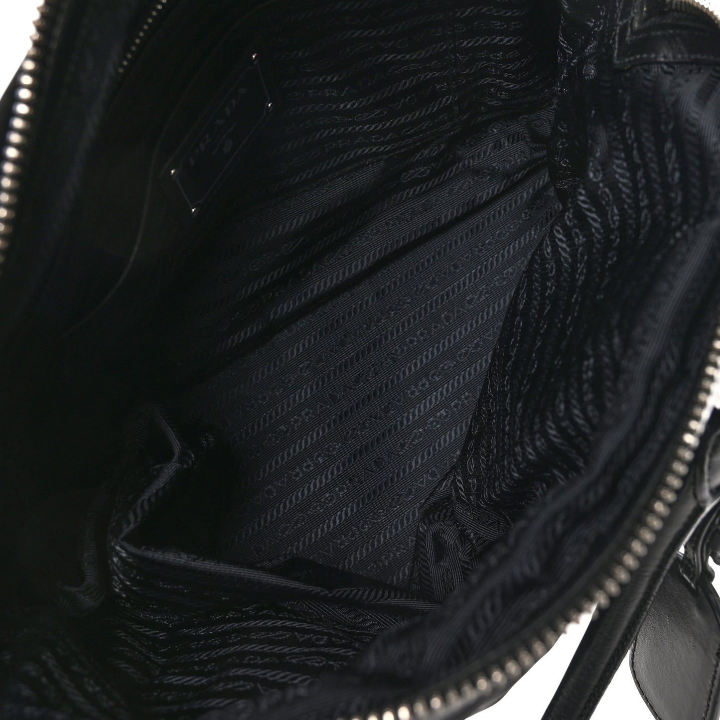 Tessuto Nylon Calfskin Dome Satchel Black