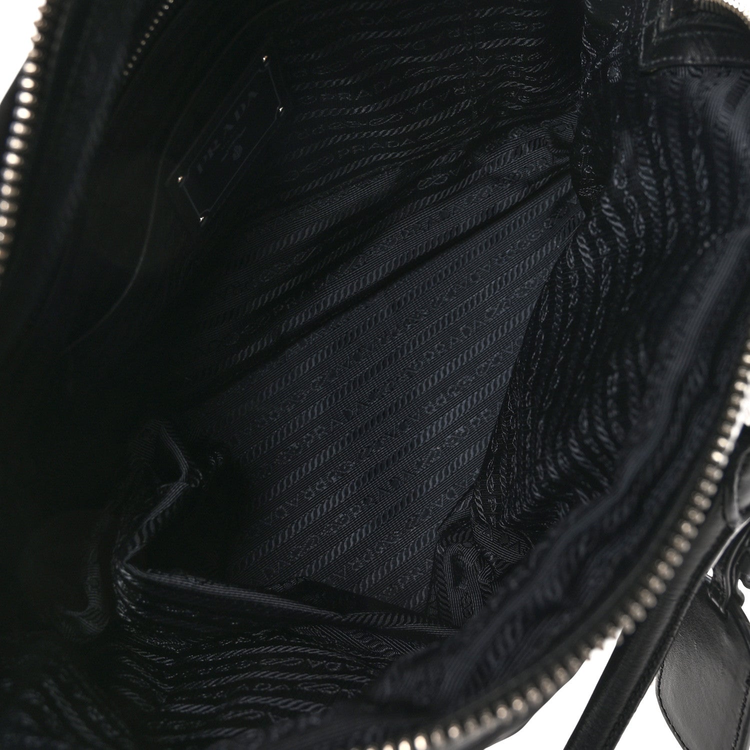 Prada Tessuto Nylon Calfskin Dome Satchel Black 5 of 11