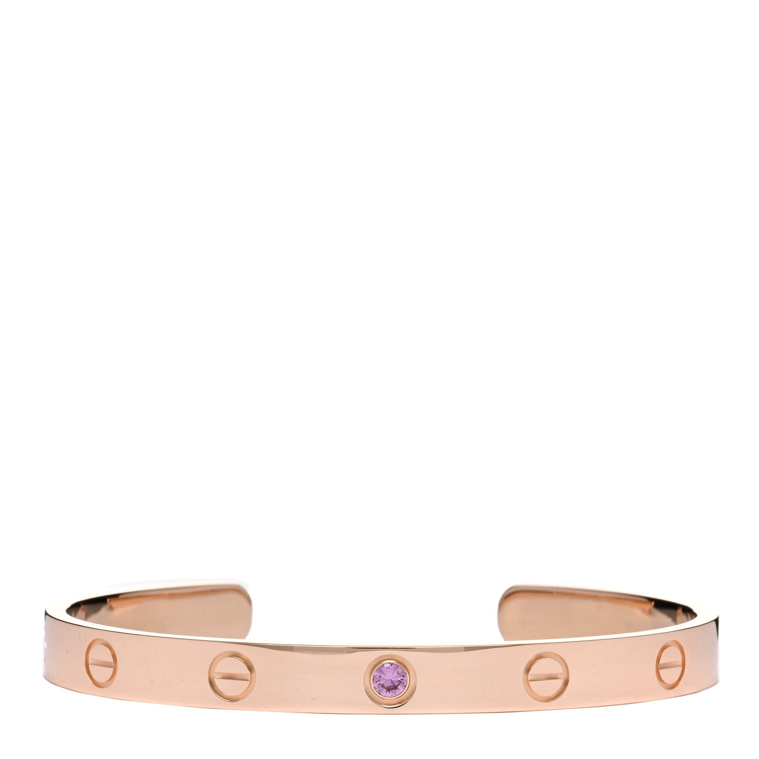 Cartier 18K Pink Gold Pink Sapphire LOVE Cuff Bracelet 17 1 of 3