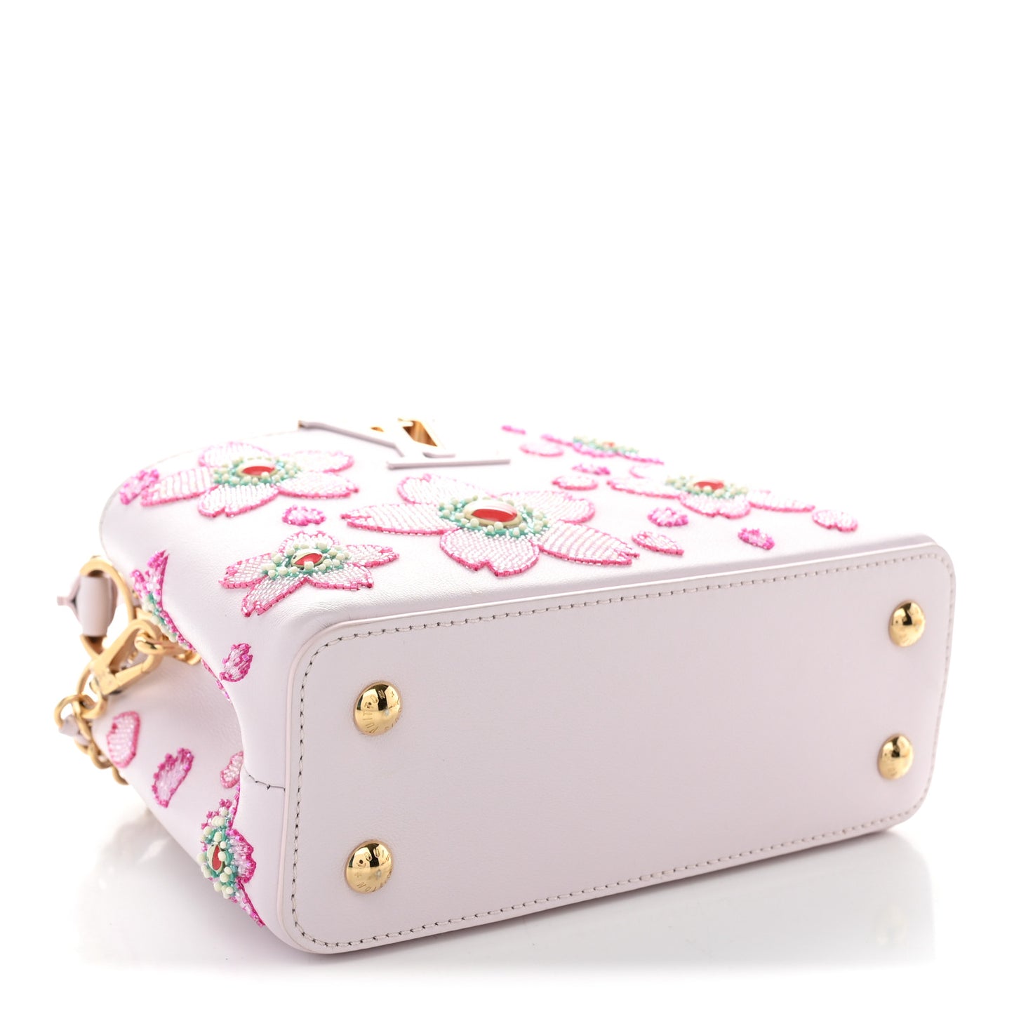 LV X TM Lambskin Beaded Embroidered Mini Cherry Blossom Capucines Pink