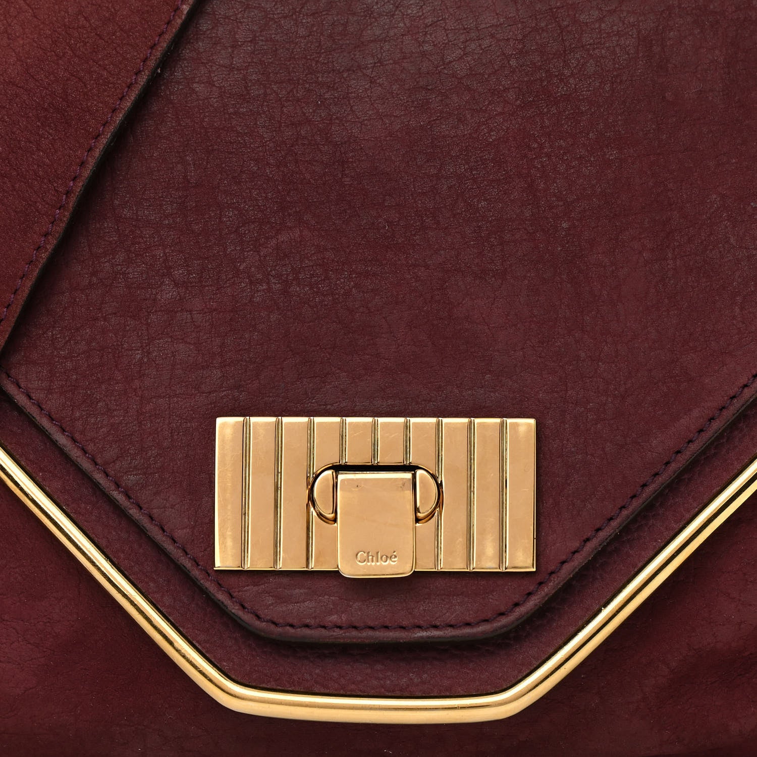 Chloe Nubuck Medium Sally Flap Bag Burgundy 12 of 14