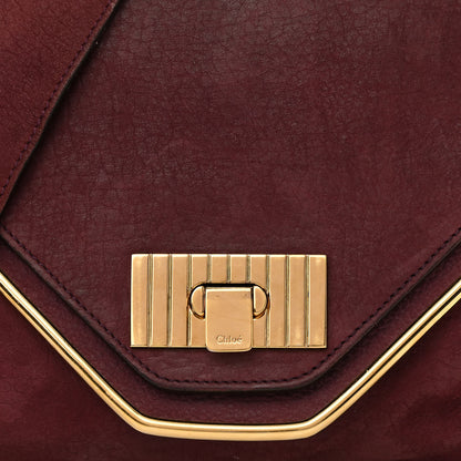 Chloe Nubuck Medium Sally Flap Bag Burgundy 12 of 14
