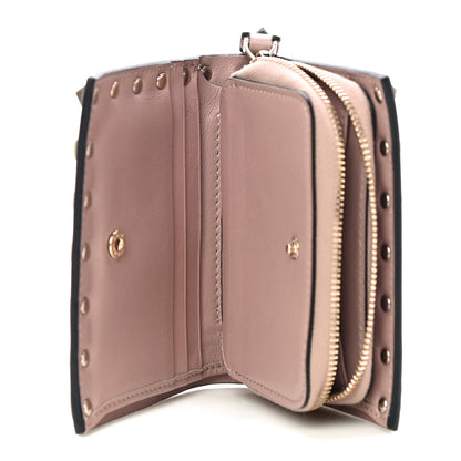 Valentino Garavani Calfskin Rockstud Compact Bi-Fold Wallet Poudre 5 of 12