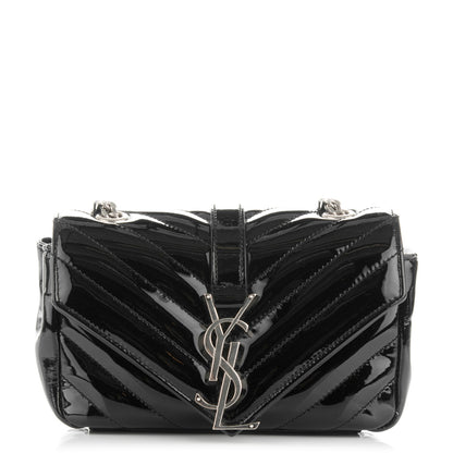 Saint Laurent Patent Matelasse Chevron Monogram Classic Baby Chain Bag Black 1 of 8