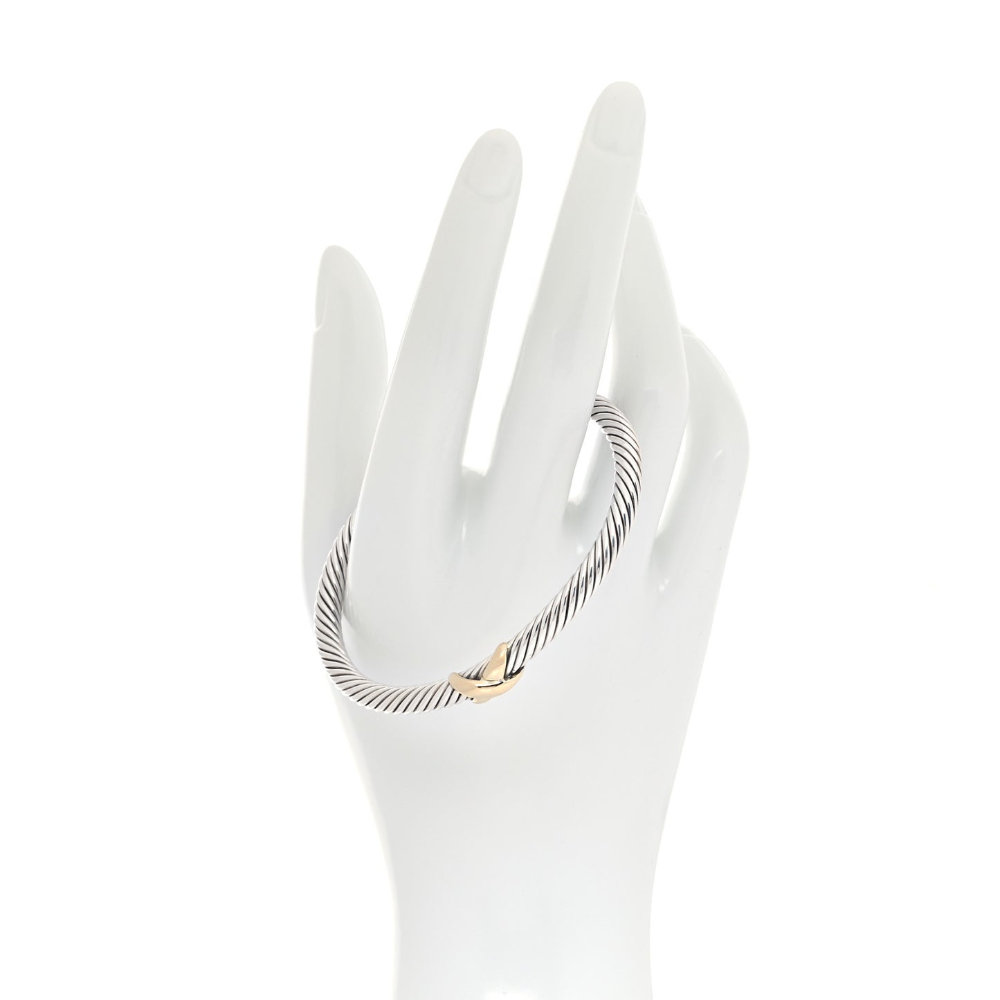 Sterling Silver 14K Yellow Gold 5mm X Station Cable Bracelet