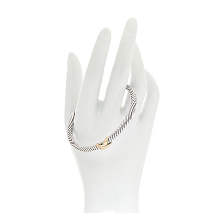 David Yurman Sterling Silver 14K Yellow Gold 5mm X Station Cable Bracelet 2 of 5