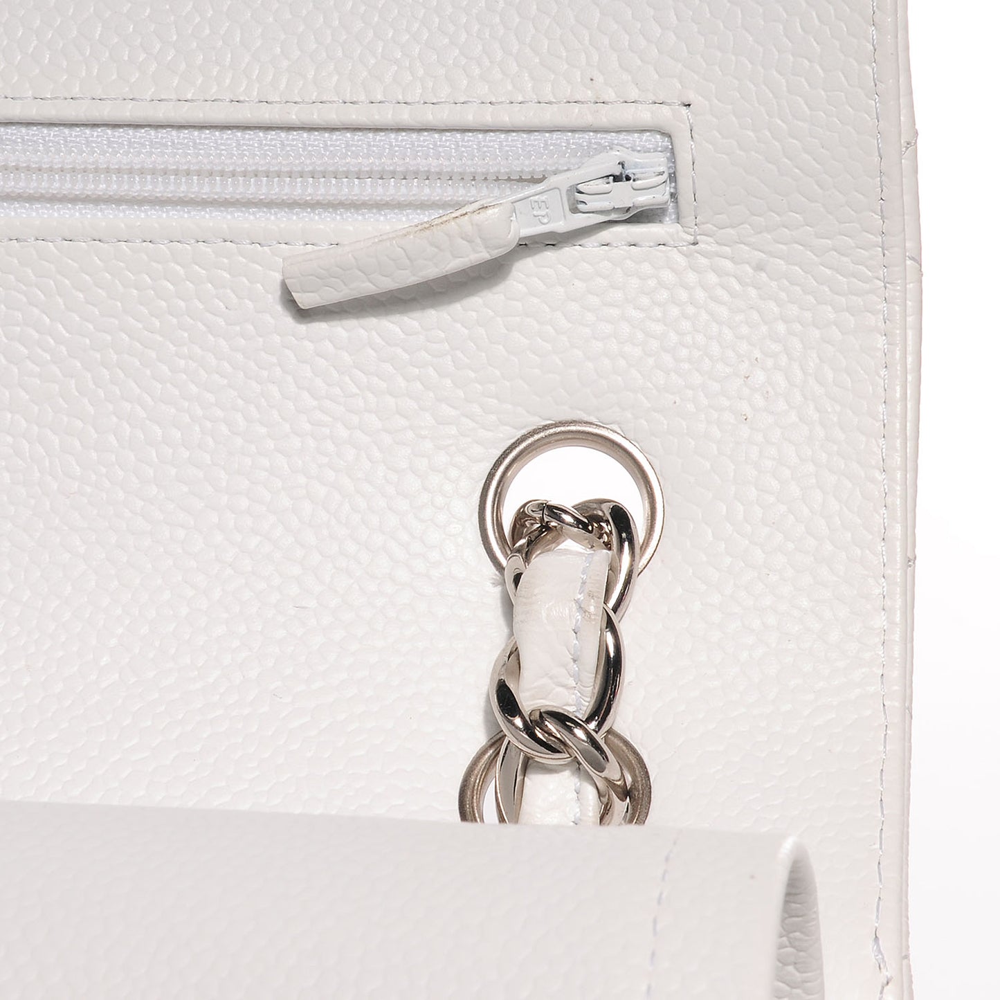 Caviar Jumbo Double Flap White