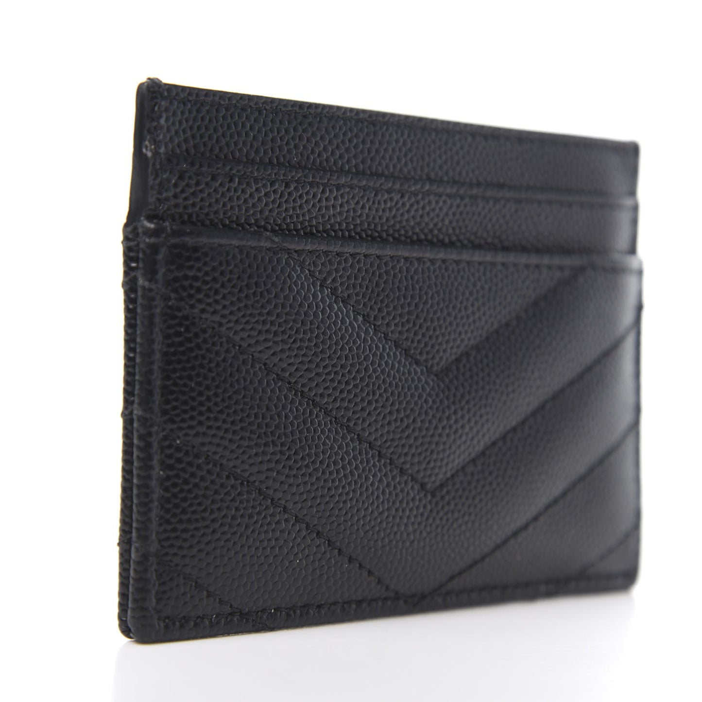 Grain De Poudre Matelasse Chevron Monogram Credit Card Case Black