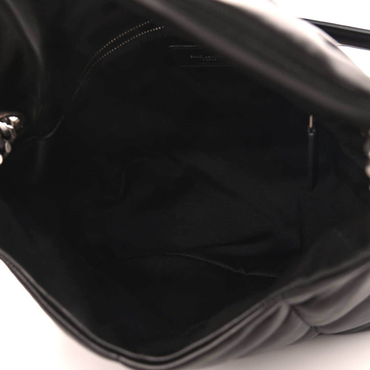 Lambskin Quilted Medium Loulou Puffer Monogram Chain Satchel Black