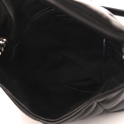 Saint Laurent Lambskin Quilted Medium Loulou Puffer Monogram Chain Satchel Black 5 of 9