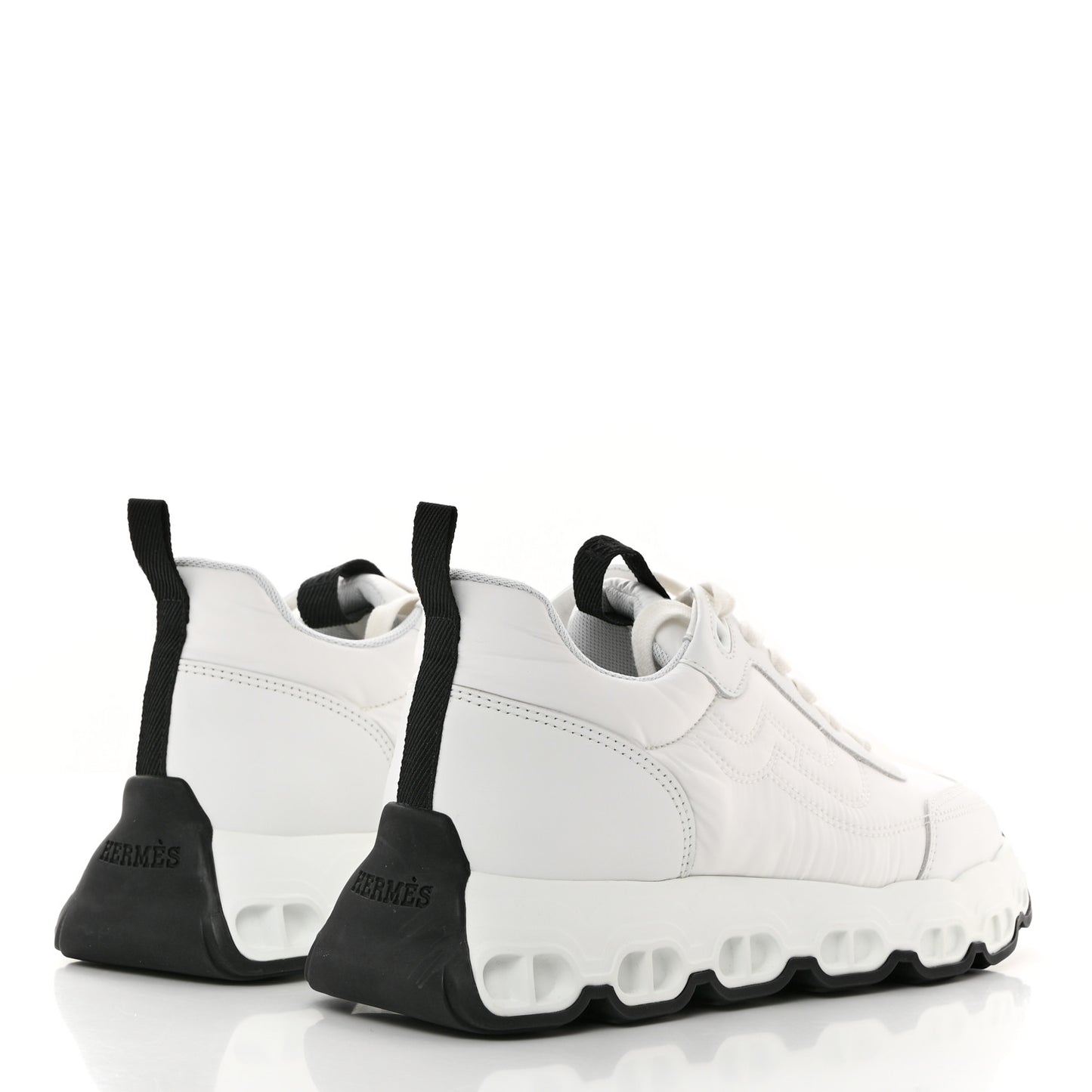 Parachute Fabric Calfskin Impulse Sneakers 36 White