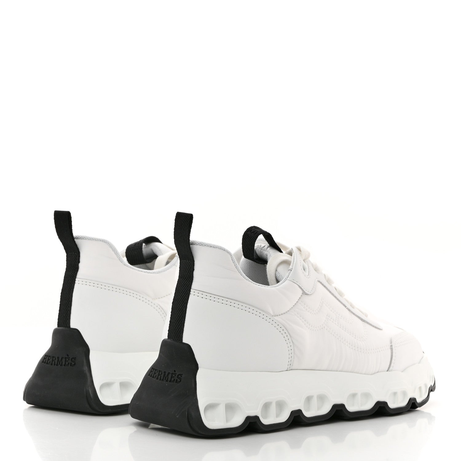 Hermes Parachute Fabric Calfskin Impulse Sneakers 36 White 4 of 8