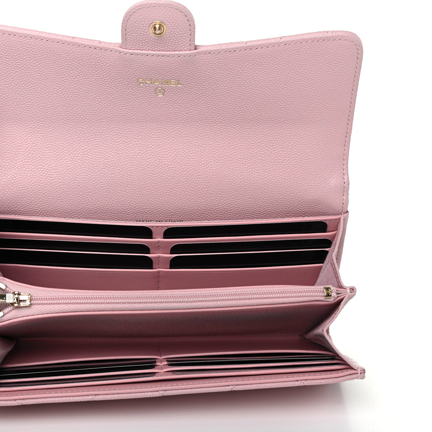 Chanel Caviar Quilted Large Gusset Flap Wallet Light Pink 5 of 9