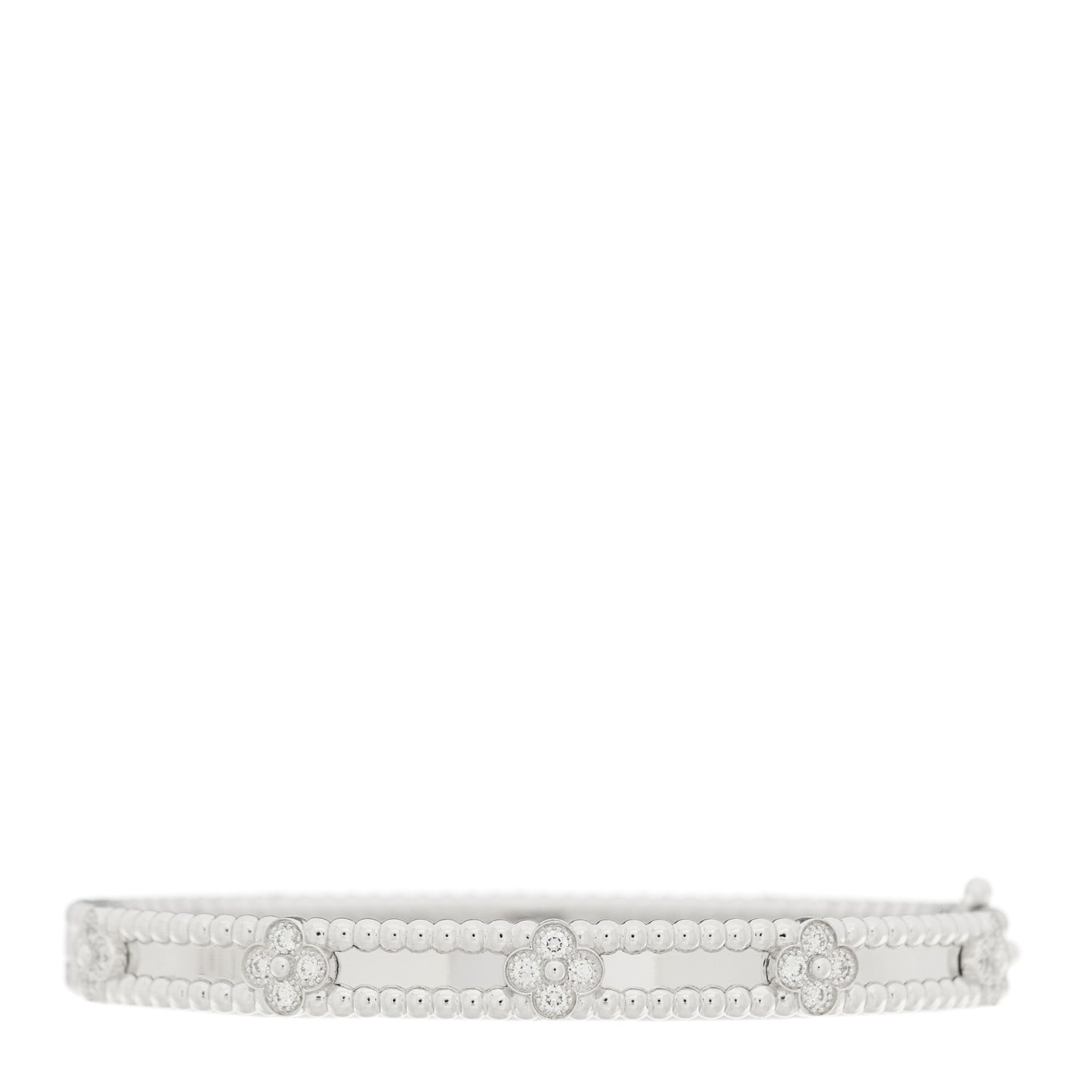 18K White Gold Diamond Perlee Sweet Clovers Bracelet S