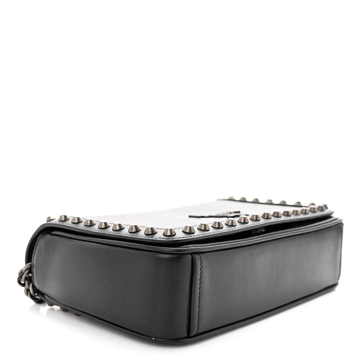 Prada Glace Calfskin Studded Crossbody Black 4 of 10