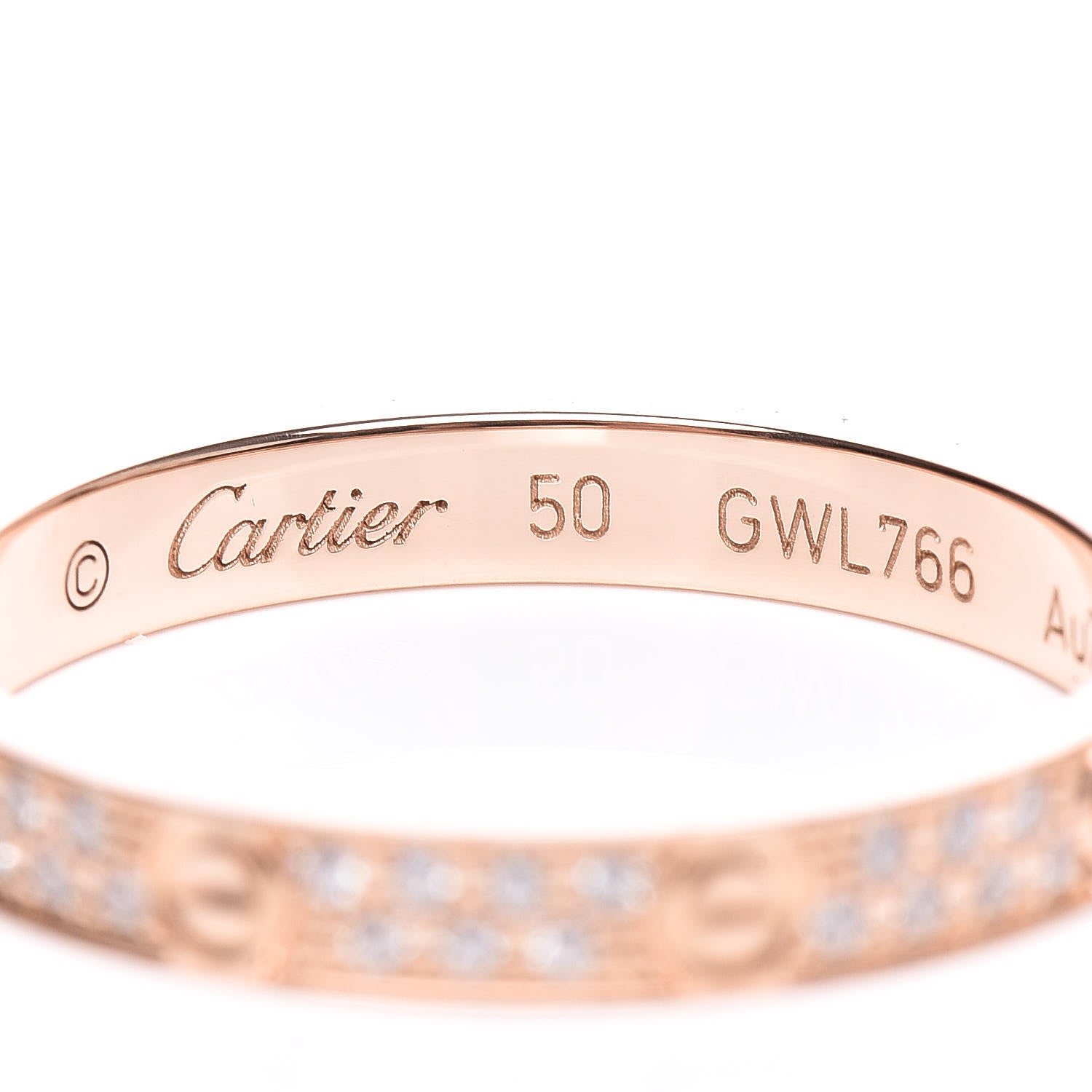 Cartier 18K Pink Gold Diamond 2.6mm LOVE Paved Band Ring 50 5.25 4 of 5