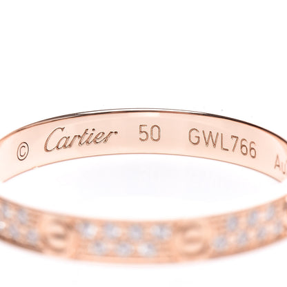Cartier 18K Pink Gold Diamond 2.6mm LOVE Paved Band Ring 50 5.25 4 of 5