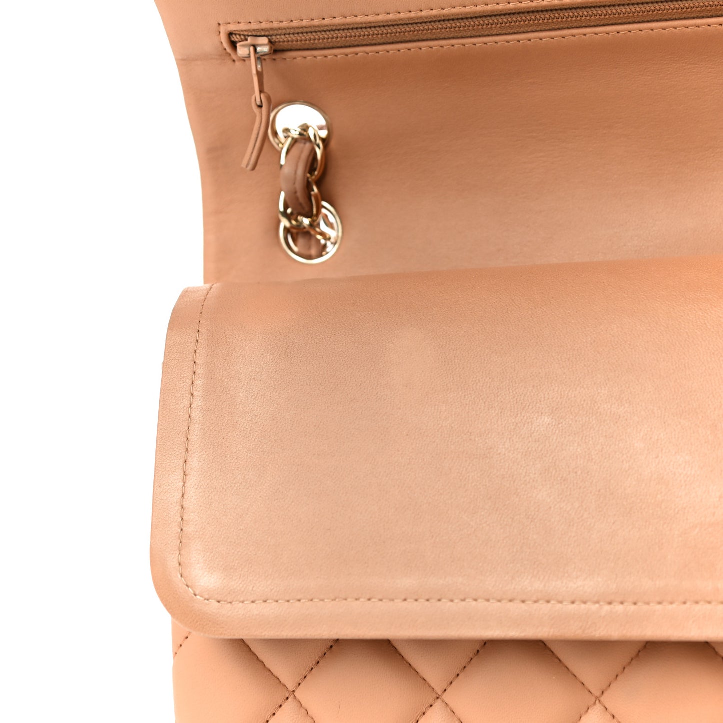 Lambskin Quilted Jumbo Double Flap Dark Beige