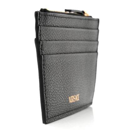 Versace Grained Calfskin Virtus Zip Card Case Black 3 of 7