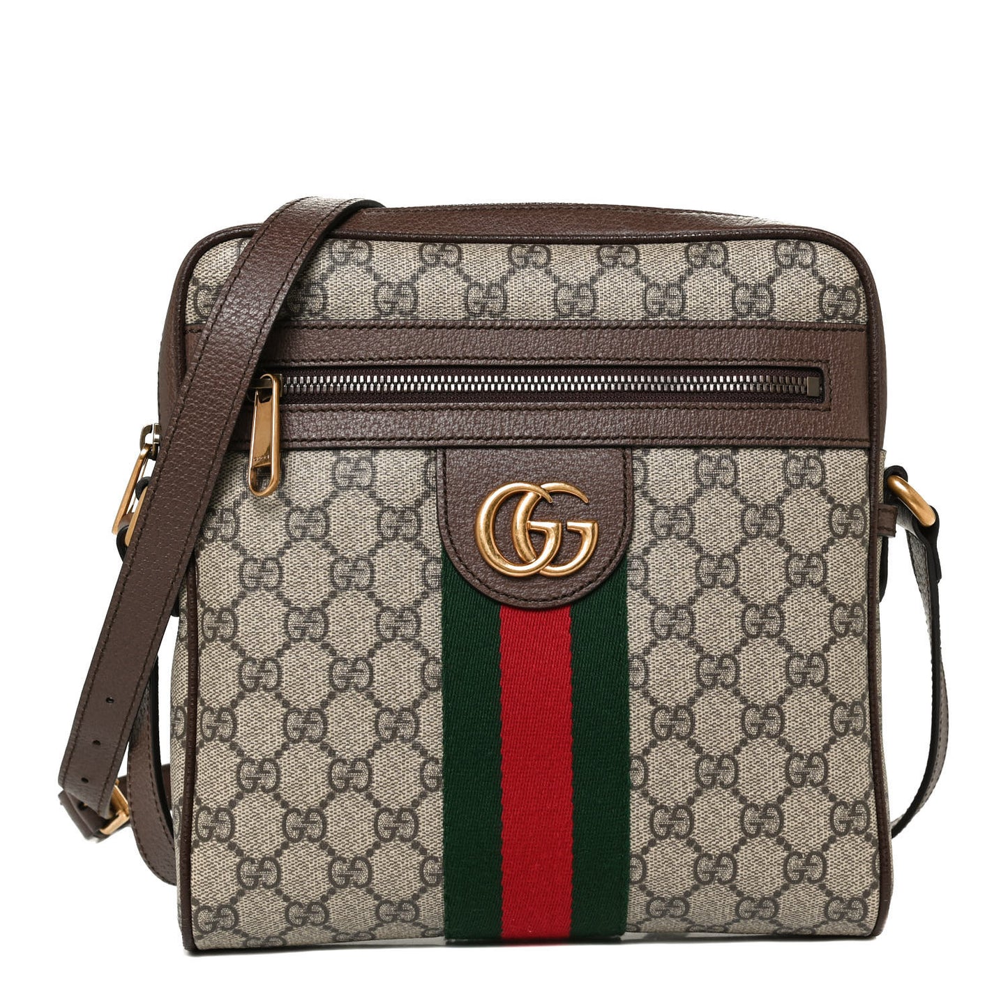 GG Supreme Monogram Web Small Ophidia Messenger Bag Brown