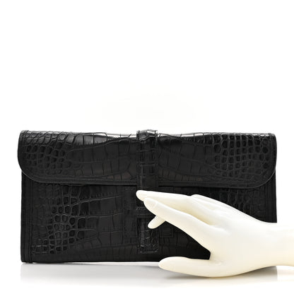 Hermes Matte Alligator Jige Elan 29 Clutch Black 2 of 8