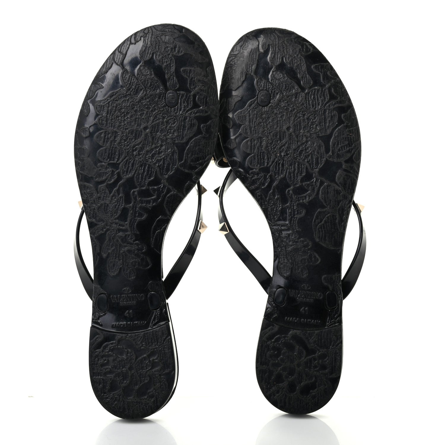 Valentino Garavani PVC Jelly Rockstud Bow Thong Sandals 41 Black 5 of 7