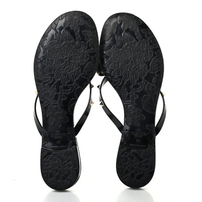 Valentino Garavani PVC Jelly Rockstud Bow Thong Sandals 41 Black 5 of 7