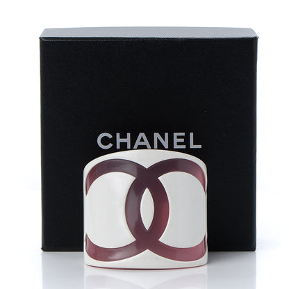 Chanel Resin CC Wide Cuff White Pink 5 of 6