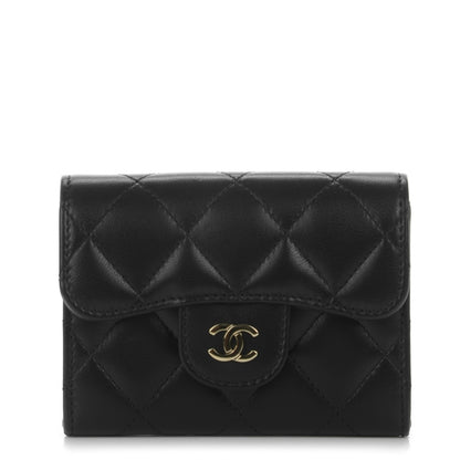 Chanel Lambskin Quilted Flap Card Holder Wallet Black 1 of 8