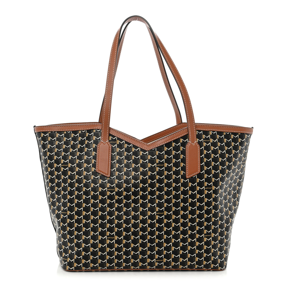 Moynat Calfskin Canvas M Tote MM Brown 1 of 12