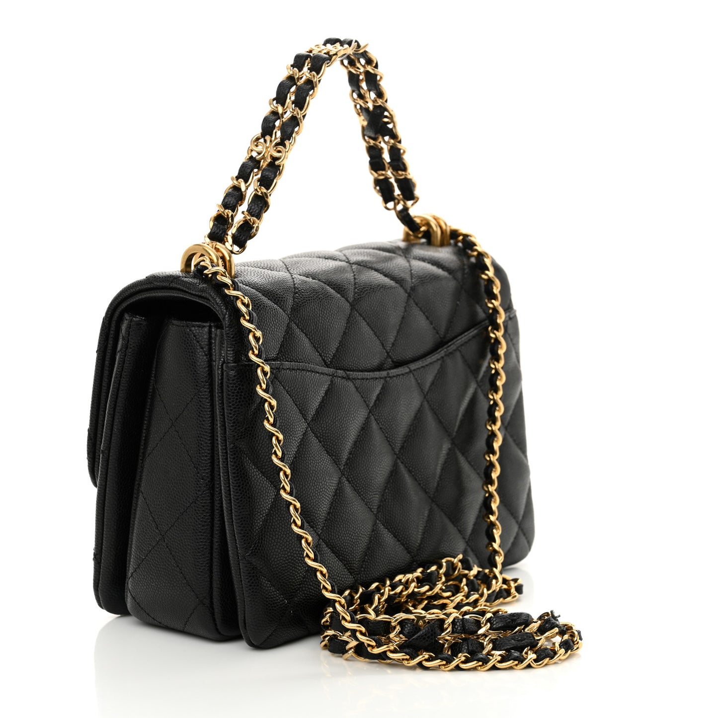 Caviar Quilted Mini Coco First Flap Black