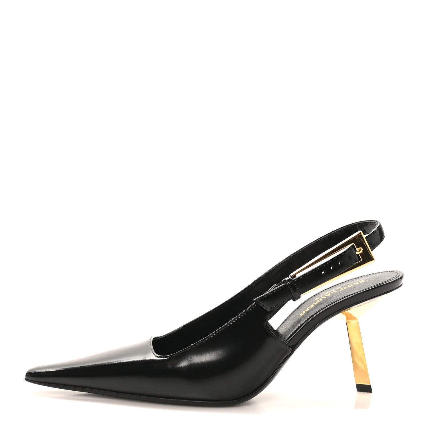 Saint Laurent Vitello Marilyn Lee 75 Slingback Pumps 37 Black 1 of 10
