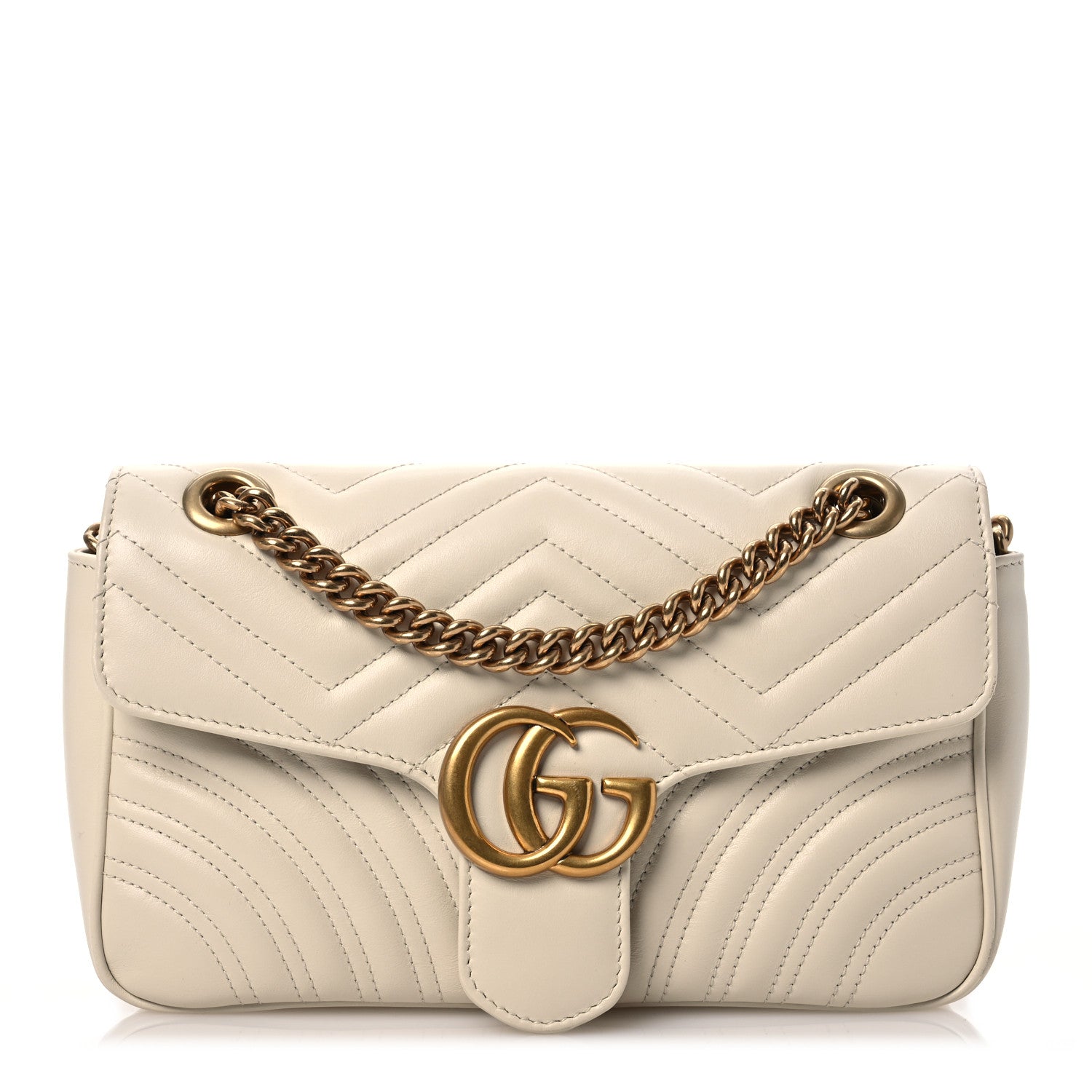 Gucci Calfskin Matelasse Small GG Marmont Shoulder Bag White 1 of 17