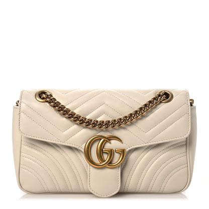 Gucci Calfskin Matelasse Small GG Marmont Shoulder Bag White 1 of 17
