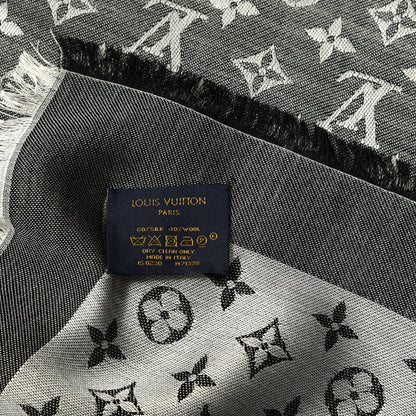 Louis Vuitton Silk Wool Monogram Denim Shawl Black 3 of 3