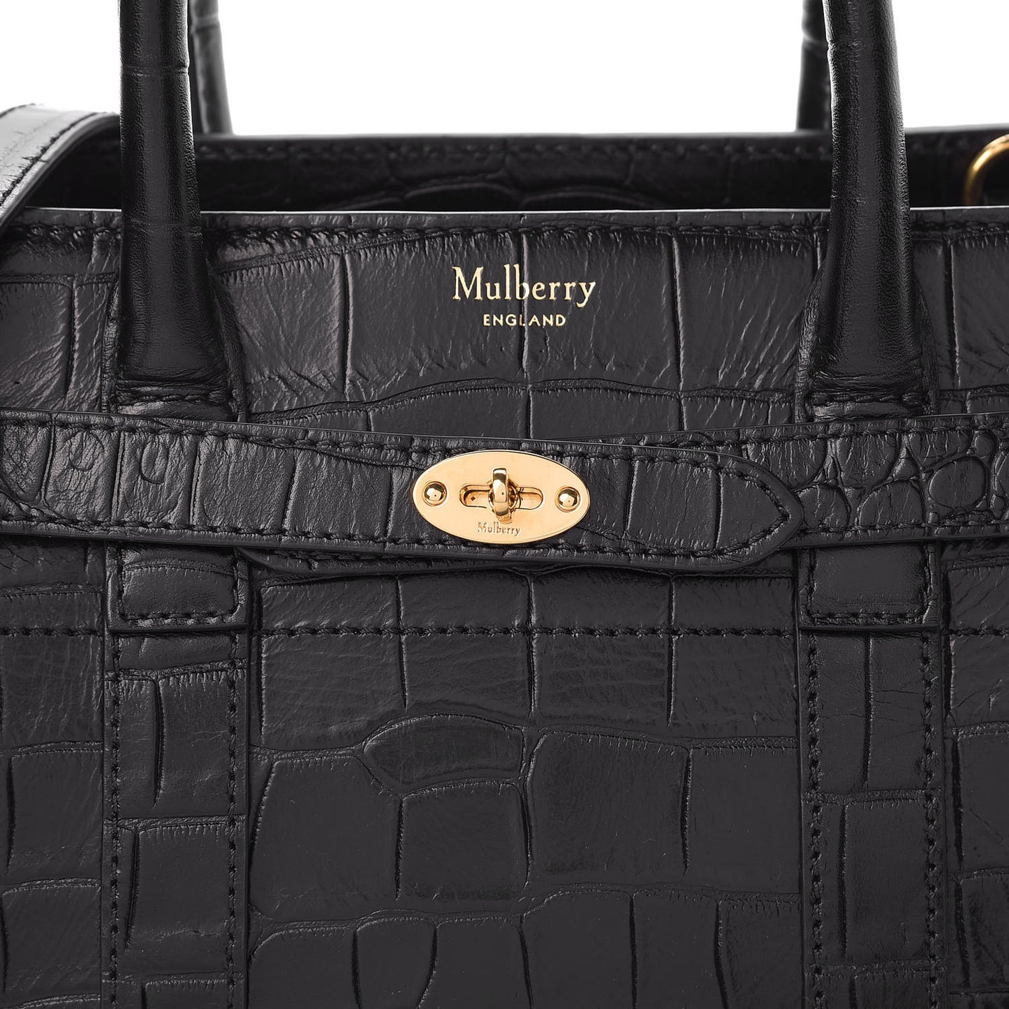 Crocodile Embossed Mini Zipped Bayswater Black