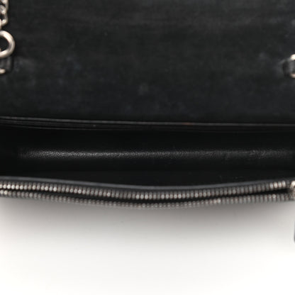 Saint Laurent Metallic Calfskin Classic Monogram Kate Tassel Chain Wallet Gun Metal 5 of 17