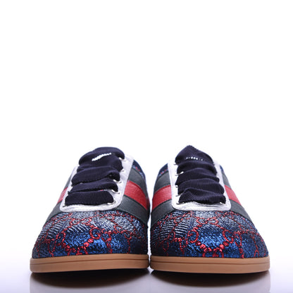 Gucci Lurex Calfskin Web GG Monogram Womens Falacer Sneakers 37 Iridescent Blue Iridescent Red Silver 2 of 11