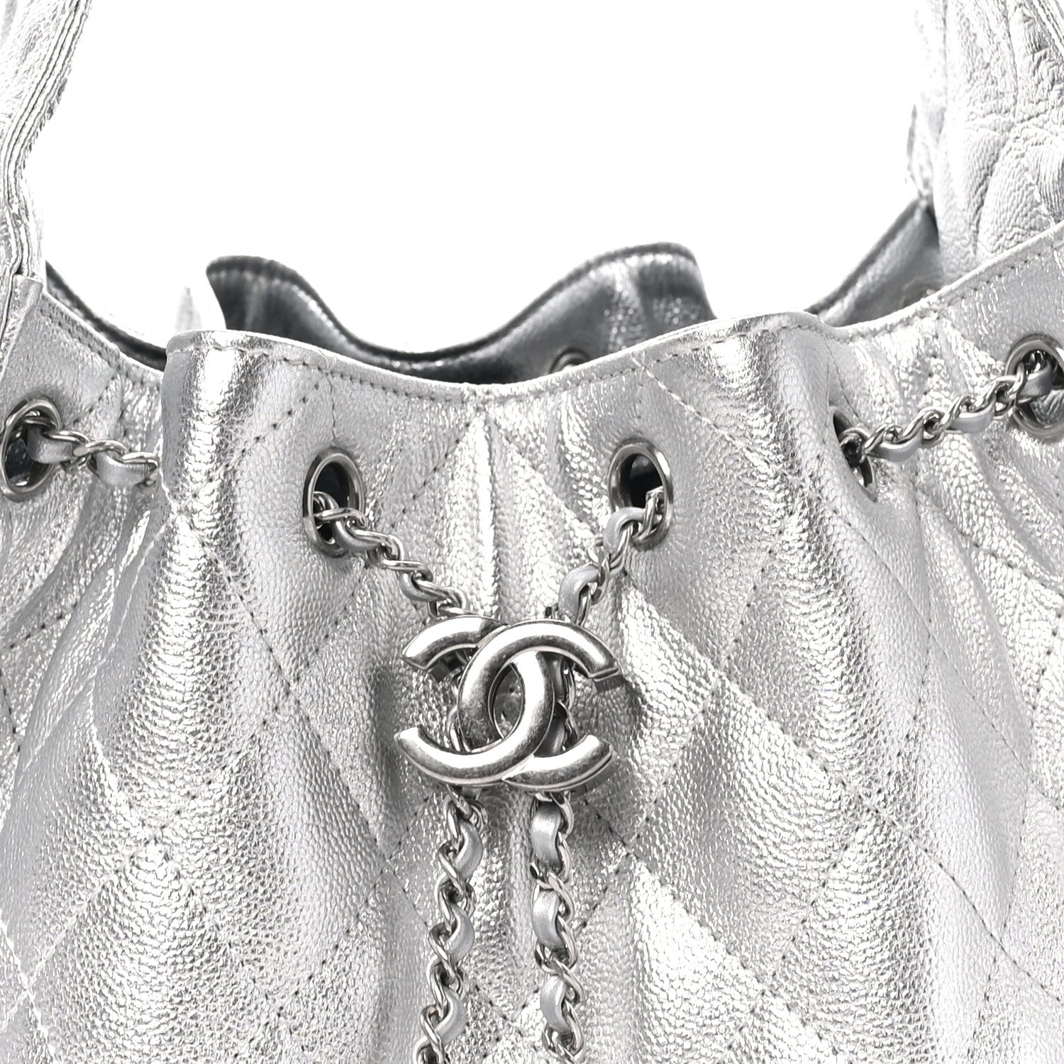 Chanel Metallic Caviar Quilted Small Chanel 25 Handbag Silver 8 of 10