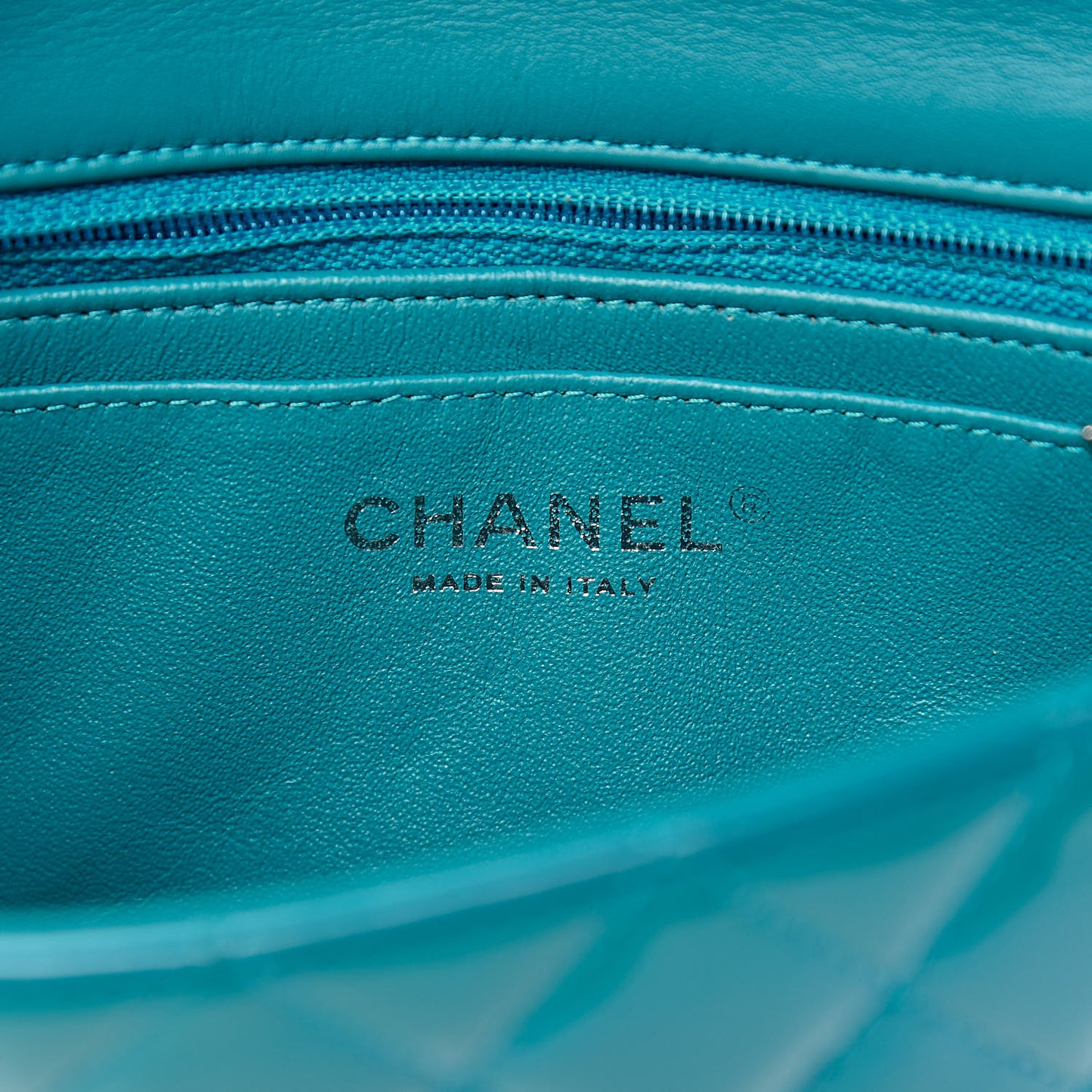 Patent Quilted Mini Rectangular Flap Turquoise