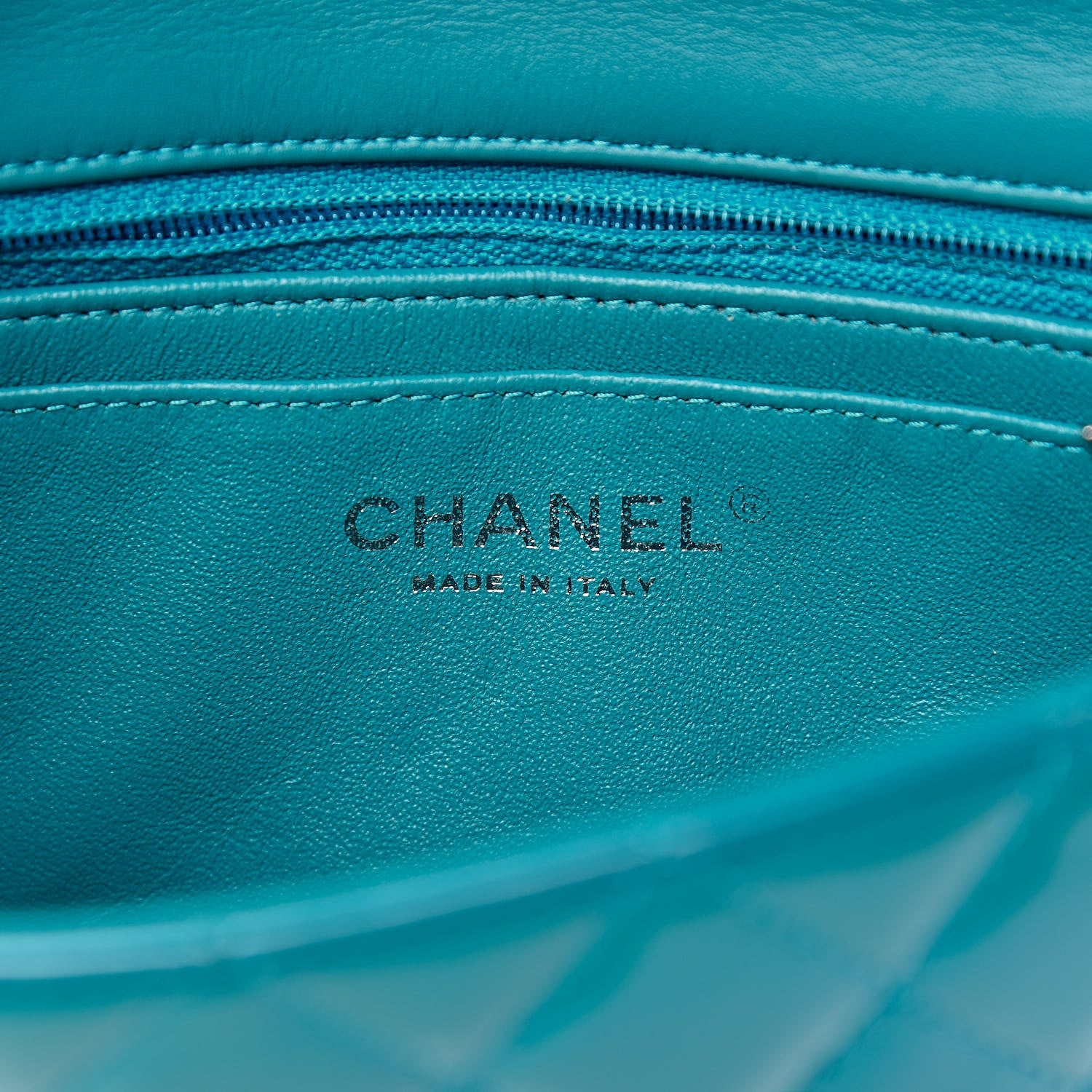 Chanel Patent Quilted Mini Rectangular Flap Turquoise 6 of 10