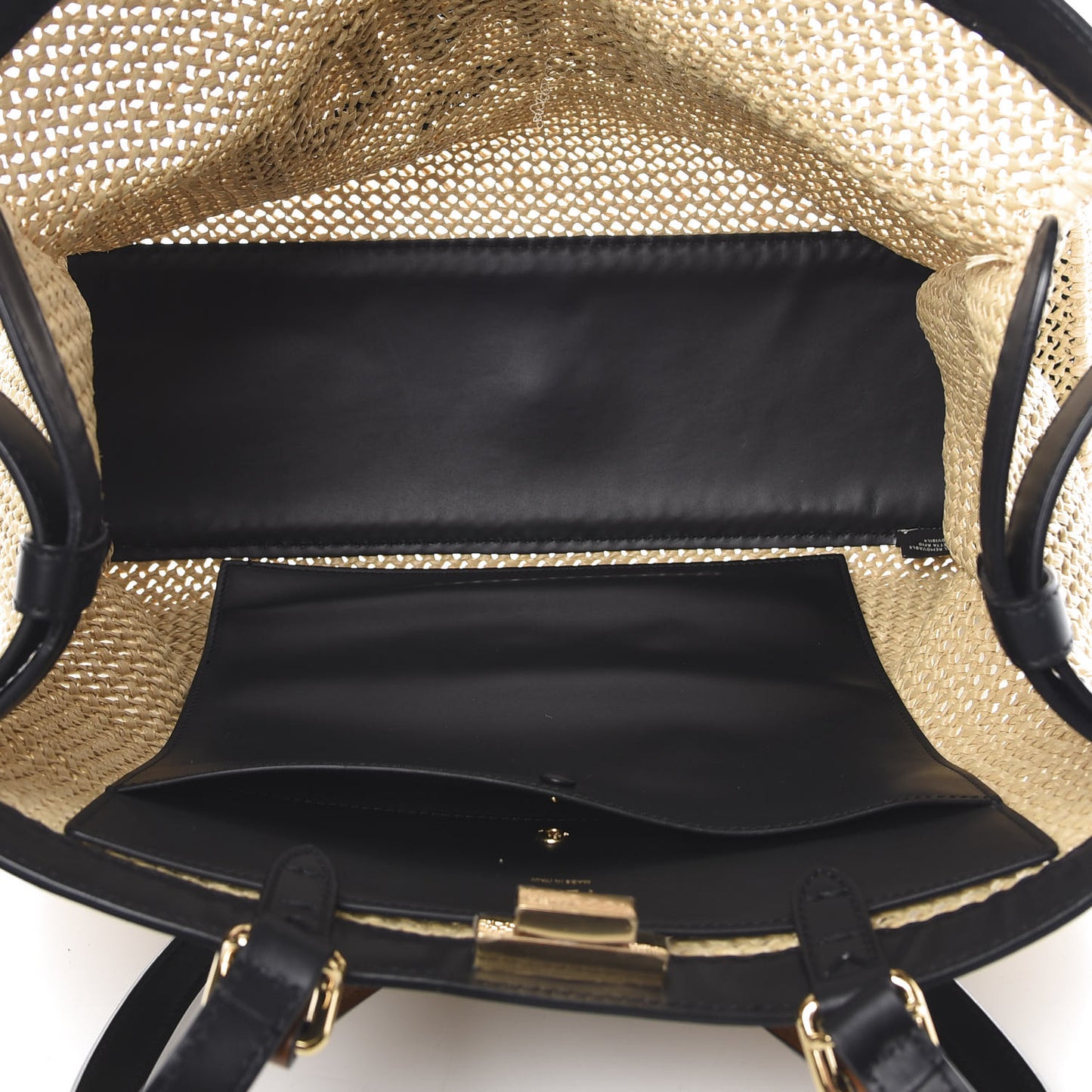 Raffia Vitello King Macrame Mesh Large Peekaboo X-Tote Natural Black Cuoio