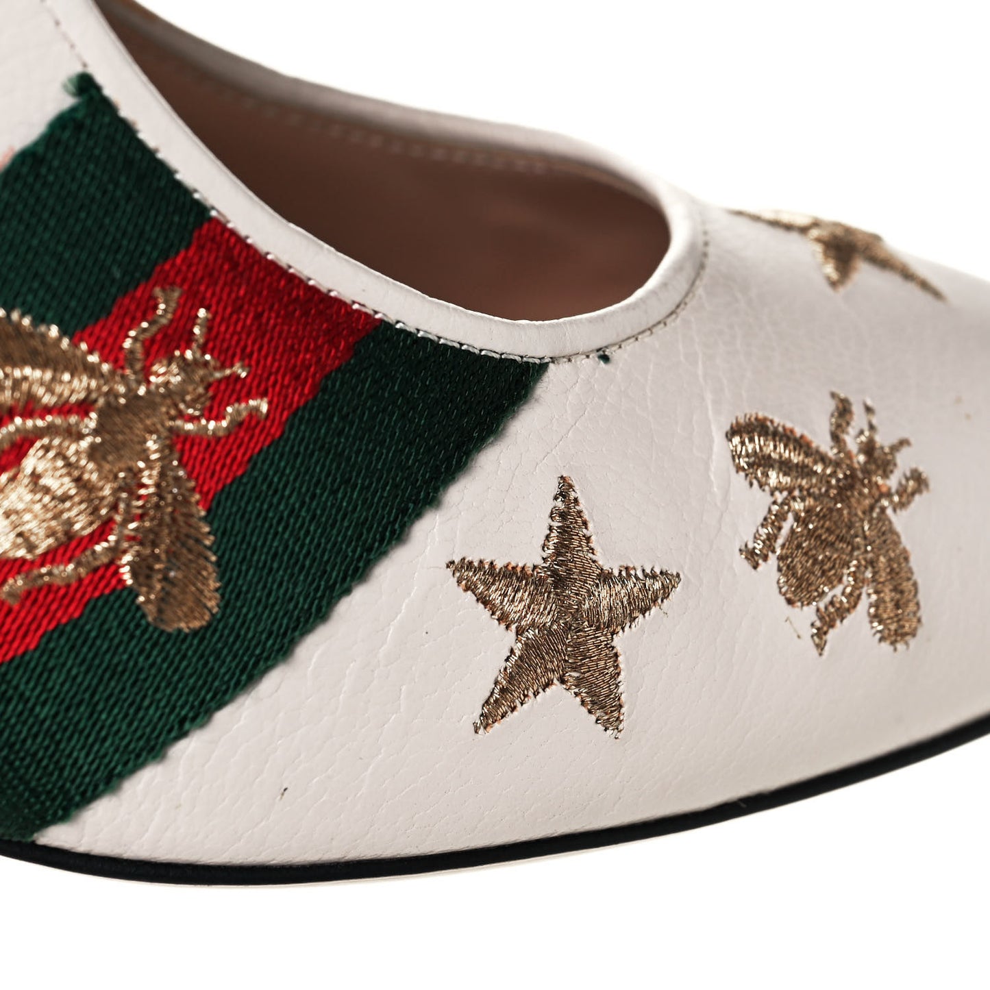Malaga Kid Web Bee Star Embroidered Sylvie High Heel Slingback Pumps 37.5 White