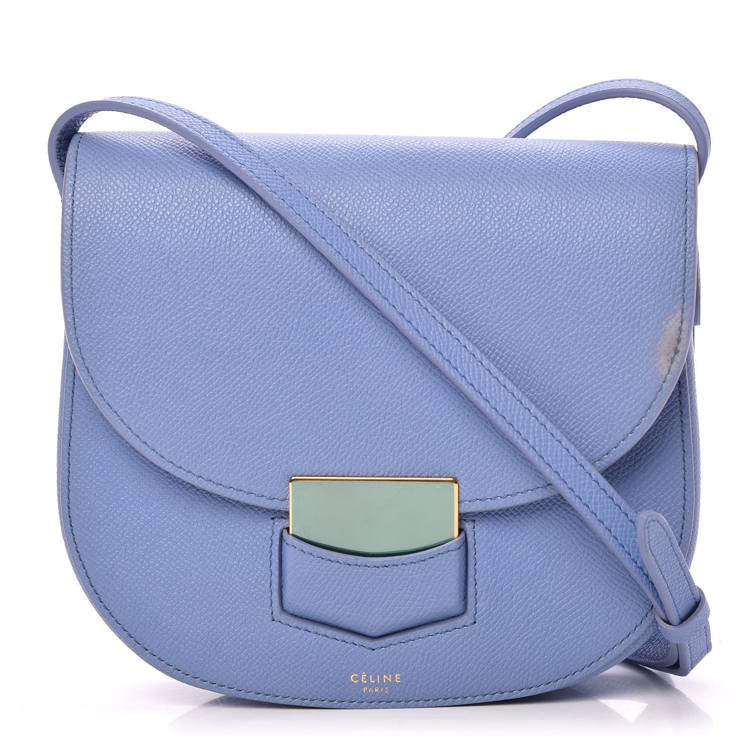 Celine Grained Calfskin Small Trotteur Porcelain 1 of 12