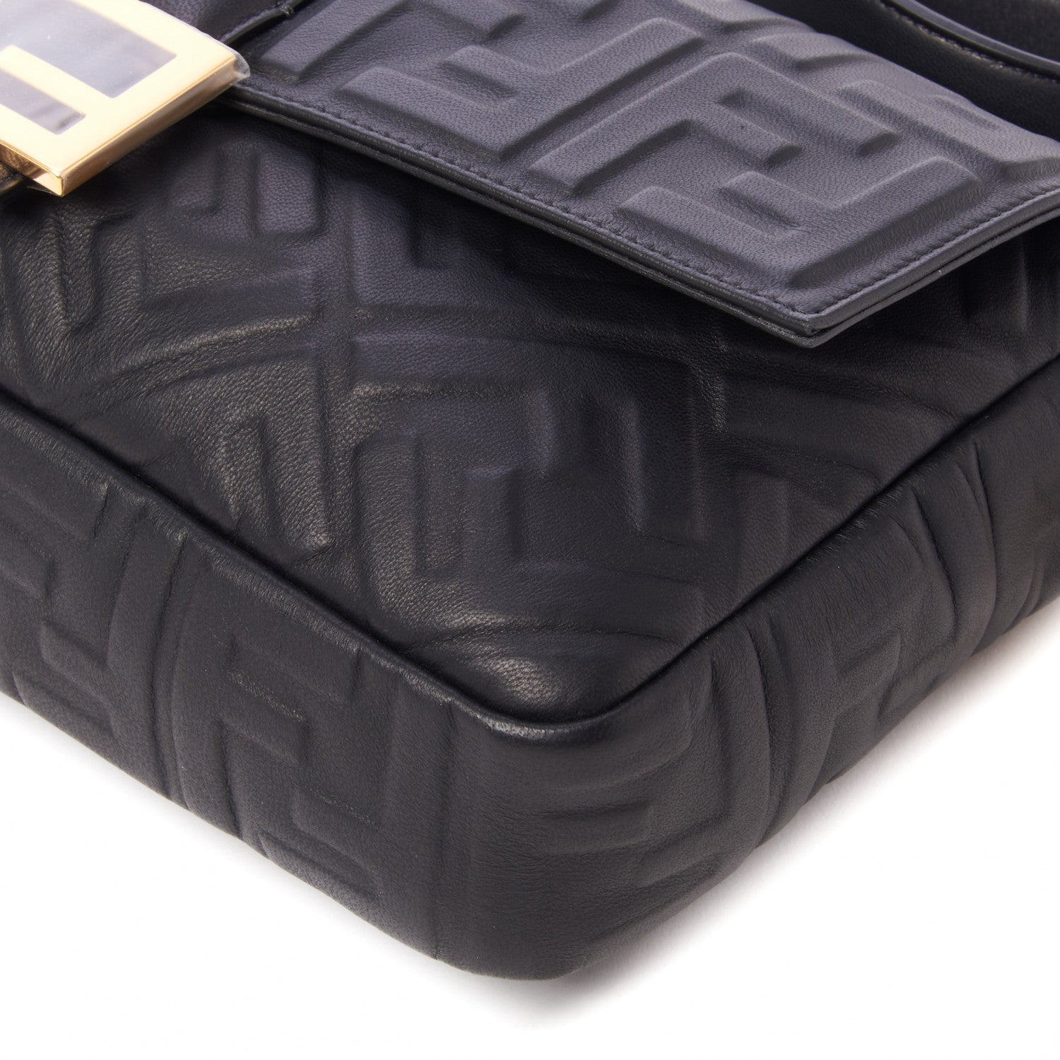 Fendi Nappa FF 1974 Embossed Large Baguette Black 5 of 8
