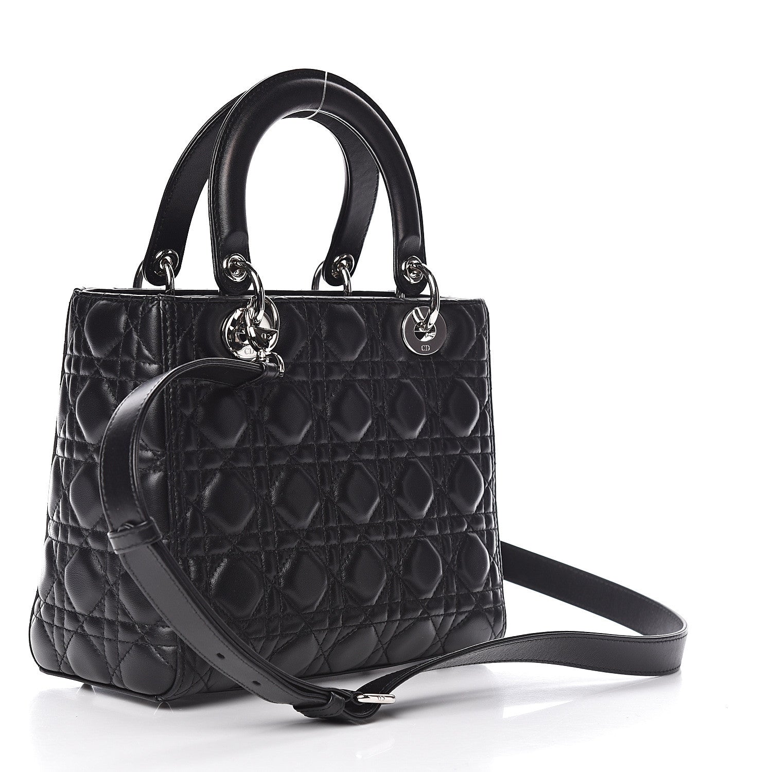 Christian Dior Lambskin Cannage Medium Lady Dior Black 3 of 16