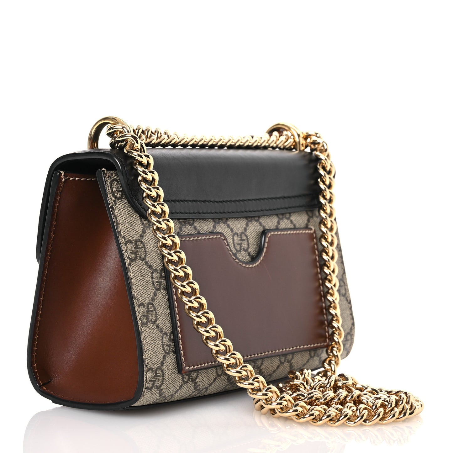 GG Supreme Monogram Calfskin Small Padlock Shoulder Bag Beige Black Cuir
