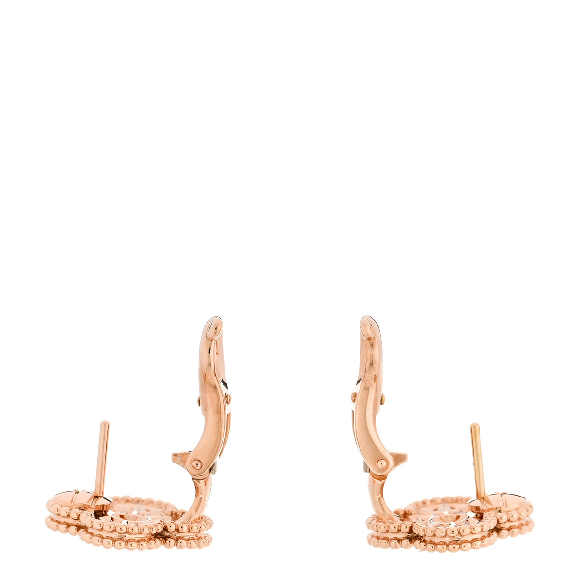 Van Cleef & Arpels 18K Rose Gold Diamond Vintage Alhambra Earrings 3 of 5