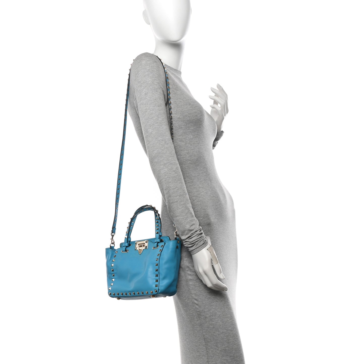 Vitello Mini Rockstud Tote Parrot